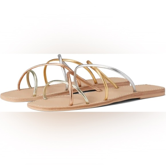 Splendid Frankie Metallic Womens Leather Criss-Cross Slide Sandals NEW!! 6.5W 🩴 - Picture 7 of 14